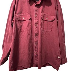 Cabela's Men's Shirt Size X-Large Cotton Wine Long Sleeves Button Pockets